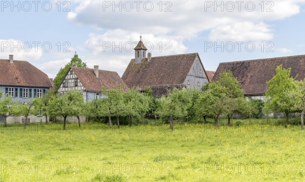 Idyllic small rural village in Southern Germany at early spring time