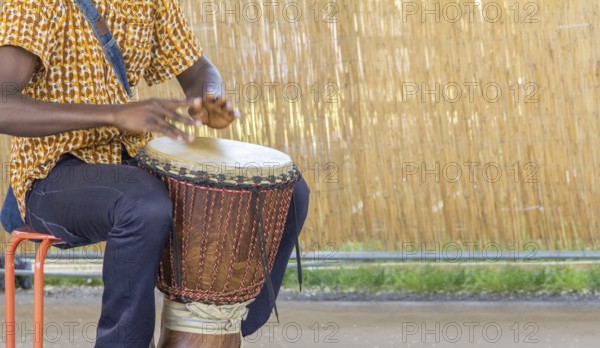 Detail of a african dlembe player