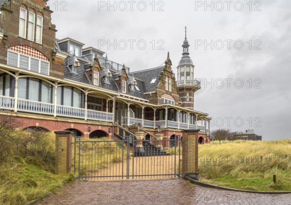 Glamourous bathing pavillon seen in a seaside resort named Domburg located in the dutch province of Zeeland