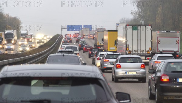 Dusky road scenery on a highway in Germany at autumn time