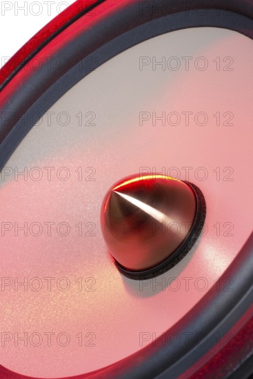 A colorful illuminated loudspeaker detail