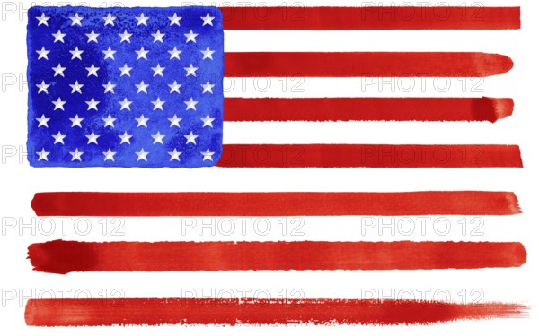 Watercolor illustration of the USA flag