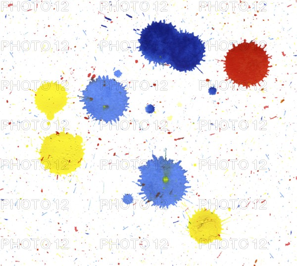 Colored paint splatters in white back