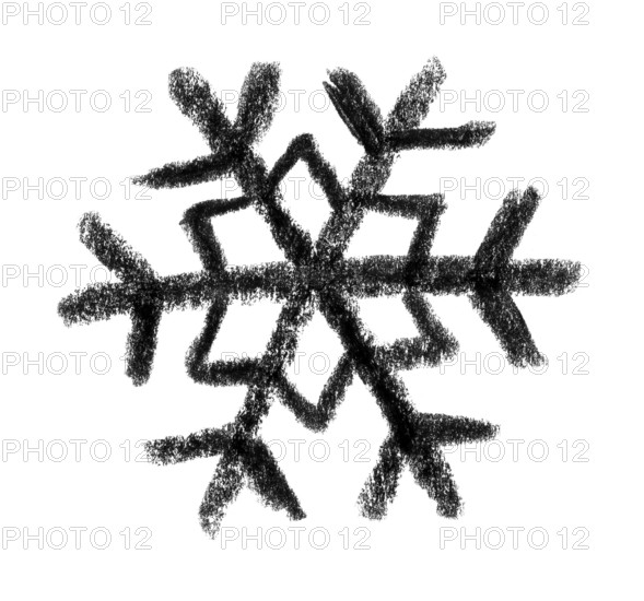 Crayon-sketched illustration of a snowflake