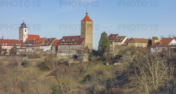 Town in Southern Germany named Waldenburg at evening time