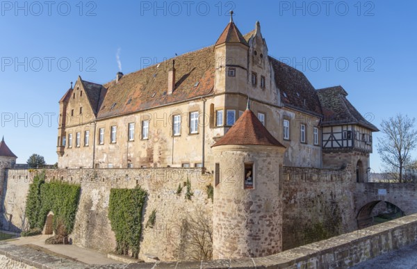 Scenery around Stettenfels Castle, a medieval castle above Untergruppenbach near Heilbronn in Southern Germany at early spring time