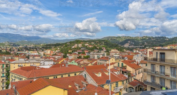 Scenery around Porto Maurizio in Oneglia, a former town in northern Italy on the Ligurian coast, in 1923 joined to Porto Maurizio to form the Comune of Imperia