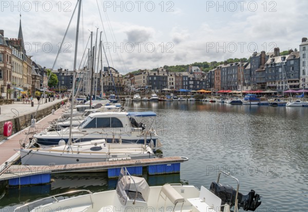 City view around the harbor of Honfleur, a commune in the Calvados department in northwestern France