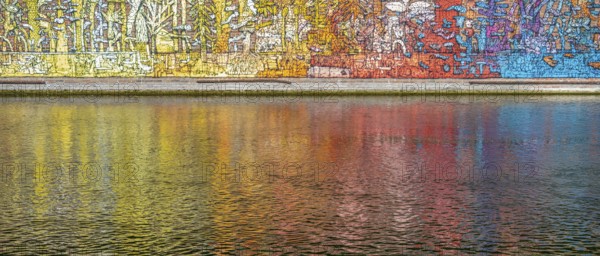 Detail of a colorful painting in Amiens, a city and commune in northern France. It is the capital of the Somme department in the region of Hauts-de-France