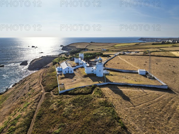 Lizard Lighthouse from a drone, Lizard Point, Cornwall, England, United Kingdom