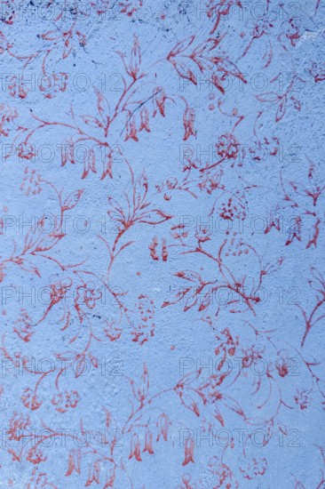 Antique wall paint with floral pattern