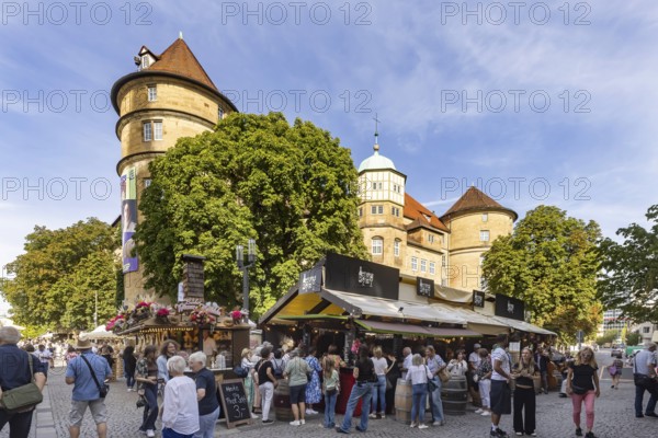 Stuttgart Wine Village, wine festival in front of the Old Palace on Schillerplatz and Marktplatz in the centre of the state capital Stuttgart, Baden-Württemberg, Germany
