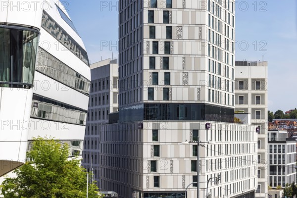 Architecture in Stuttgart. Modern office building in the Europaviertel and Türlenstrasse area. Stuttgart, Baden-Württemberg, Germany