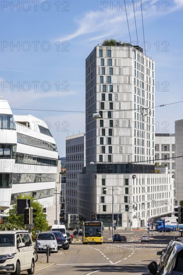 Architecture in Stuttgart. Modern office building in the Europaviertel and Türlenstrasse area. Stuttgart, Baden-Württemberg, Germany