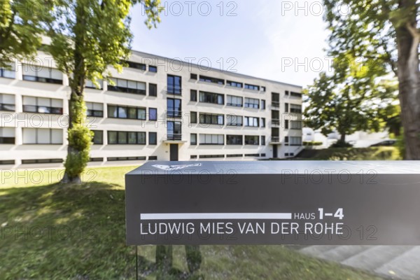 Weissenhof Estate on the Killesberg in Stuttgart. The Werkbund Estate was built in 1927 by the Deutscher Werkbund under the direction of Ludwig Mies van der Rohe by leading representatives of Neues Bauen, partly using experimental materials. Stuttgart, Baden-Württemberg, Germany