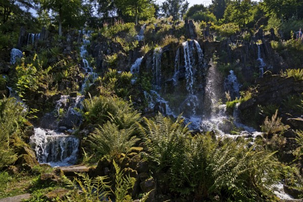 Water features at the Steinhöfer waterfall in Bergpark Wilhelmshöhe, Kassel, Hesse, Germany
