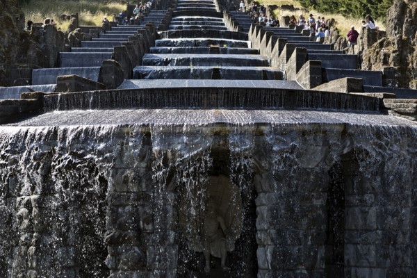Water features with the Great Cascades at the Neptune Basin in Bergpark Wilhelmshöhe, UNESCO World Heritage Site, Kassel, Hesse, Germany