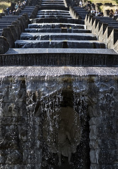 Water features with the Great Cascades at the Neptune Basin in Bergpark Wilhelmshöhe, UNESCO World Heritage Site, Kassel, Hesse, Germany