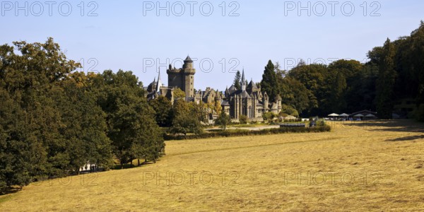 Bergpark Wilhelmshöhe with the artificial ruins of Loewenburg, UNESCO World Heritage Site, Kassel, Hesse, Germany