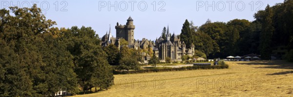 Bergpark Wilhelmshöhe with the artificial ruins of Loewenburg, UNESCO World Heritage Site, Kassel, Hesse, Germany