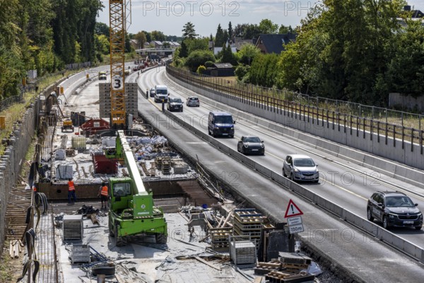 Reconstruction and widening of the B51 federal road, from 2 to 4 lanes, south-east bypass in Münster, bypass, new construction of lanes and noise barriers, North Rhine-Westphalia, Germany