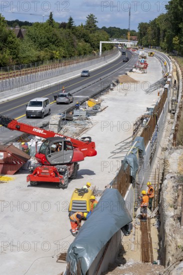 Reconstruction and widening of the B51 federal road, from 2 to 4 lanes, south-east bypass in Münster, bypass, new construction of lanes and noise barriers, North Rhine-Westphalia, Germany