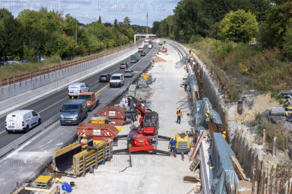 Reconstruction and widening of the B51 federal road, from 2 to 4 lanes, south-east bypass in Münster, bypass, new construction of lanes and noise barriers, North Rhine-Westphalia, Germany