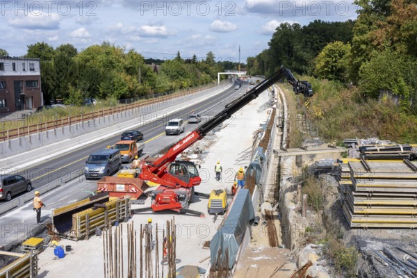 Reconstruction and widening of the B51 federal road, from 2 to 4 lanes, south-east bypass in Münster, bypass, new construction of lanes and noise barriers, North Rhine-Westphalia, Germany