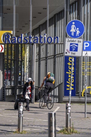 Cycling in Münster, large bicycle parking area in front of Münster main station, bicycle station, bicycle parking garage, North Rhine-Westphalia, Germany, city centre of Münster, North Rhine-Westphalia, Germany