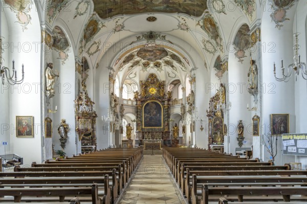 Interior of the parish church of St Magdalena in Fürstenfeldbruck, Bavaria, Germany