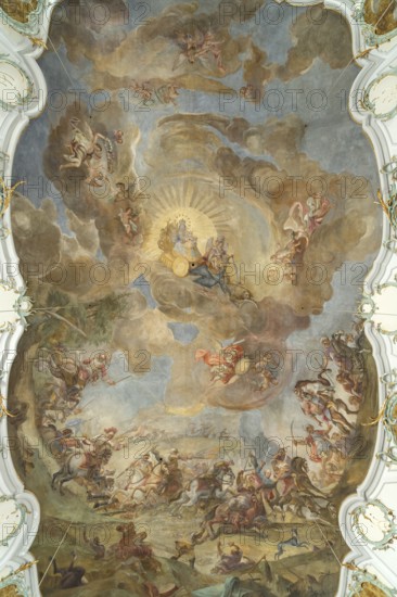 Ceiling frescoes in the parish church of St Magdalena in Fürstenfeldbruck, Bavaria, Germany