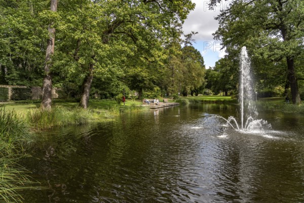 Pond in the palace garden of the city palace in Fulda, Hesse, Germany