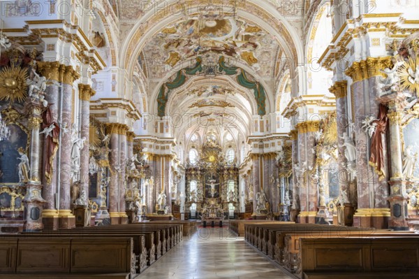 Interior of the monastery church of St Mary's Assumption in Fürstenfeldbruck, Bavaria, Germany