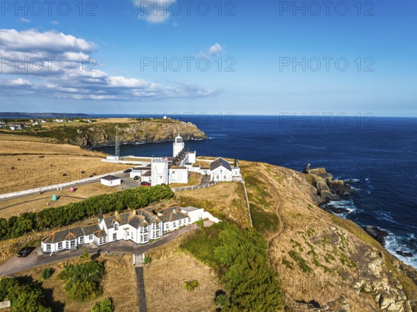Lizard Lighthouse from a drone, Lizard Point, Cornwall, England, United Kingdom