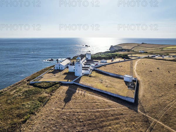 Lizard Lighthouse from a drone, Lizard Point, Cornwall, England, United Kingdom