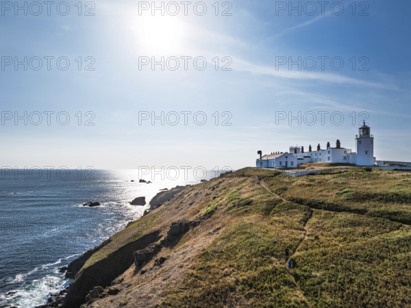 Lizard Lighthouse from a drone, Lizard Point, Cornwall, England, United Kingdom