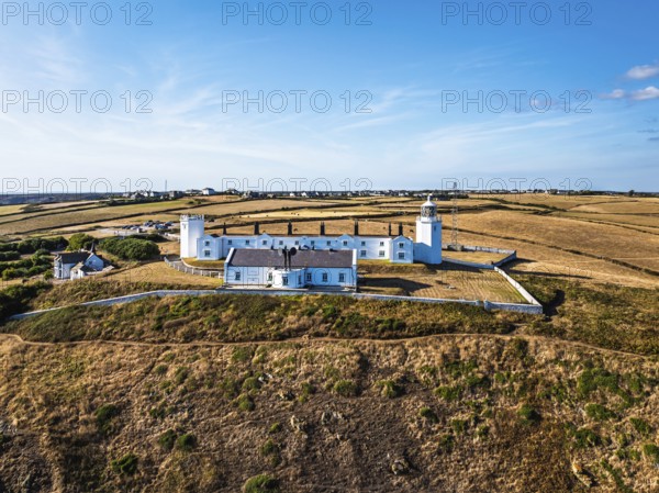 Lizard Lighthouse from a drone, Lizard Point, Cornwall, England, United Kingdom