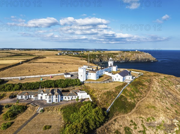 Lizard Lighthouse from a drone, Lizard Point, Cornwall, England, United Kingdom