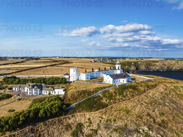 Lizard Lighthouse from a drone, Lizard Point, Cornwall, England, United Kingdom
