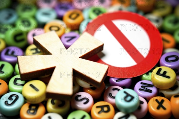 Gender star and prohibition sign on letters