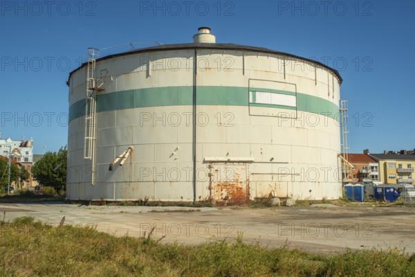 Older silo for storing and shipping sugar in the port of Ystad, Skåne County, Sweden, Scandinavia