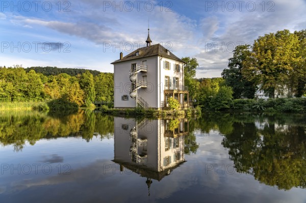 The Trappenseeschlösschen in the Trappensee in Heilbronn, Baden-Württemberg, Germany