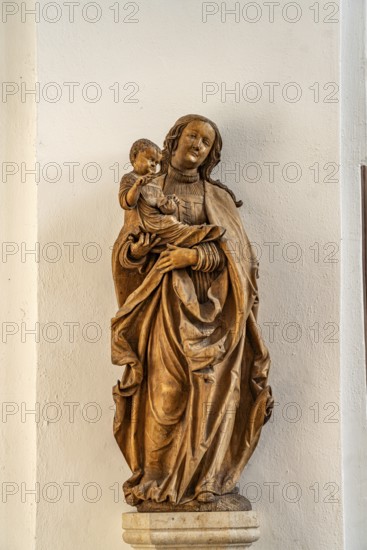 Madonna in the interior of St John's Catholic Church in Donaueschingen, Baden-Württemberg, Germany