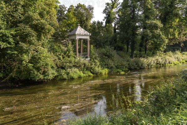 Danube temple at the confluence of the Donaubach and Brigach rivers in Donaueschingen, Baden-Württemberg, Germany