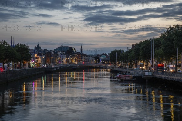 Evening atmosphere on the River Liffey, Dublin, Ireland