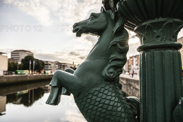Horse's head, sculpture on a bridge over the River Liffey, Dublin, Ireland