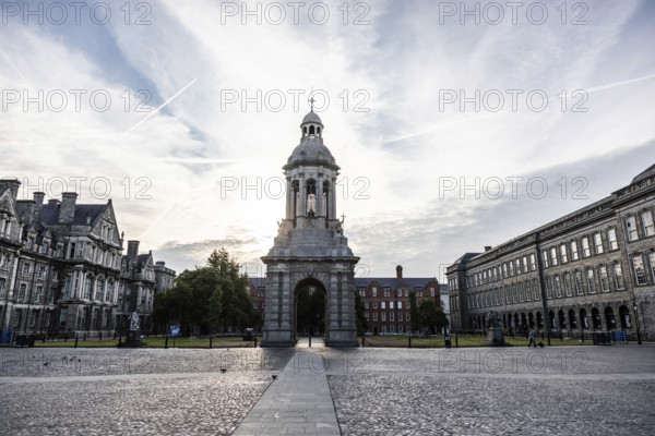 Campanile, bell tower, inner courtyard of Trinity College, Dublin, Ireland