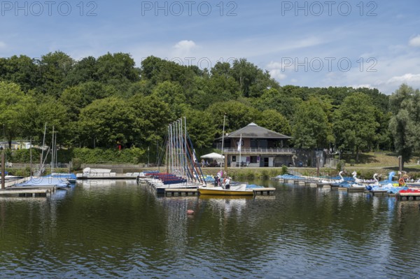 Boat hire at Heveney harbour, Oelbach, Lake Kemnader, Witten, Ruhr area, North Rhine-Westphalia, Germany