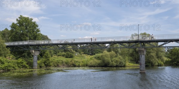 Pedestrian bridge over the Ruhr, Herbede, Witten, Ruhr area, North Rhine-Westphalia, Germany