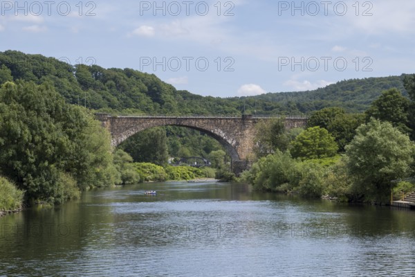 Ruhr Bridge over the Ruhr, Ruhr Viaduct, railway bridge, Herbede, Witten, Ruhr area, North Rhine-Westphalia, Germany